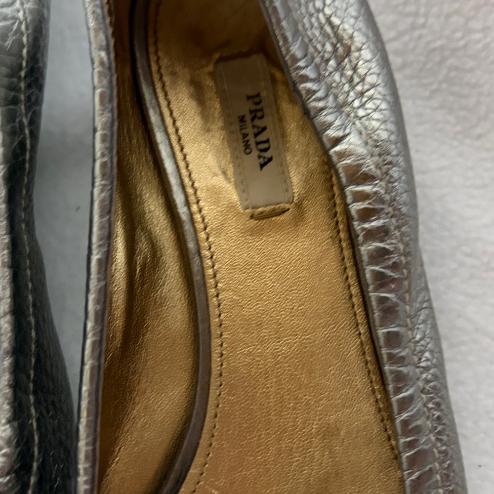 Prada Metallic Silver Loafers - Picture 3 of 7